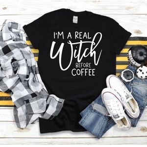 I'm a real witch before coffee tee shirt